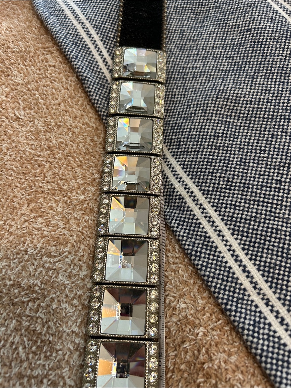 B.B Simon L Swarovski Crystal Bling Belt Cow Hide leather - Picture 12 of 12